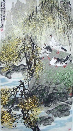 Painting titled "《运河两岸春潮勇》" by Ye Liu, Original Artwork, Oil