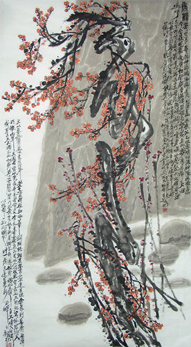 Painting titled "《唐梅》" by Ye Liu, Original Artwork, Oil