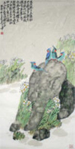 Painting titled "《鹦鹉水仙》" by Ye Liu, Original Artwork, Oil