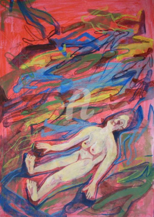 Painting titled "sıradan, sır adam" by Yeliz Temurci, Original Artwork, Acrylic