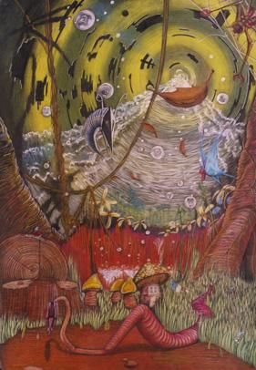Peinture intitulée "Gnome mans land" par Leigh Donovan, Œuvre d'art originale, Huile