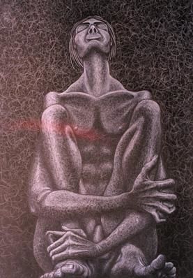 Картина под названием "Scribble nude" - Leigh Donovan, Подлинное произведение искусства, Масло