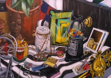 Painting titled "Still life" by Leigh Donovan, Original Artwork, Oil