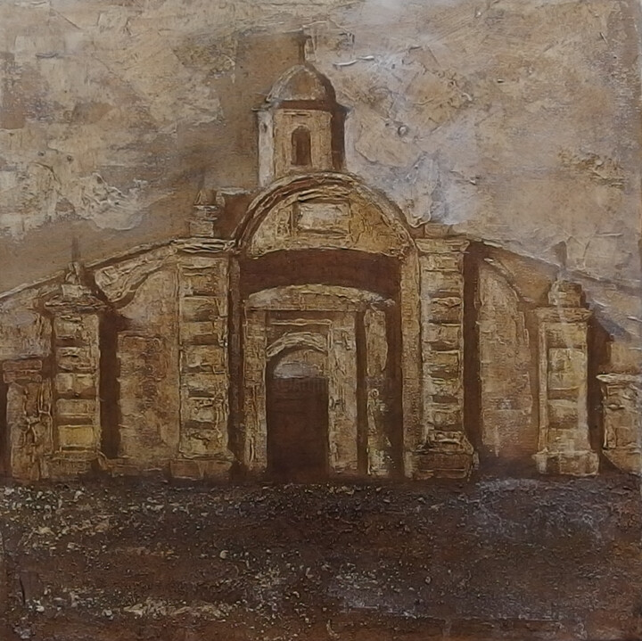 Painting titled "Necrópolis" by Yenia Elvira Barrios Pérez, Original Artwork, Oil