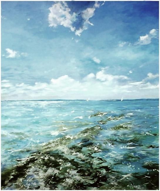 Painting titled "waves" by Yensen, Original Artwork