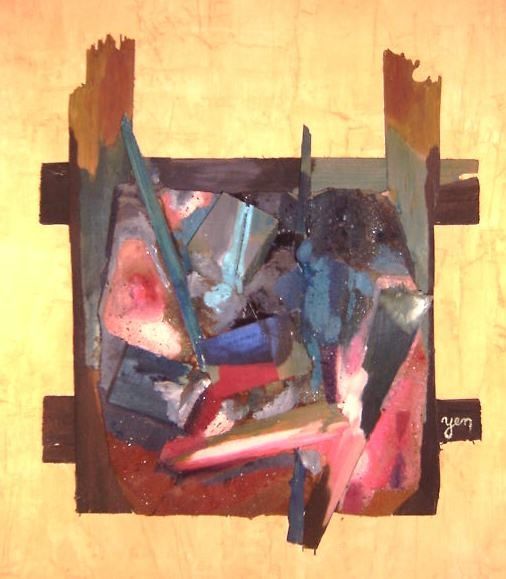Malerei mit dem Titel "La case de tatie go…" von Jean-Bernard Ortelli, Original-Kunstwerk