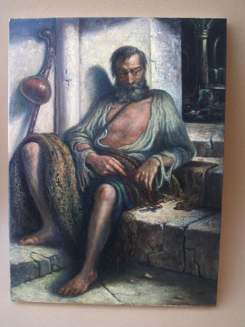 Painting titled "Old armenian man af…" by Hero, Original Artwork