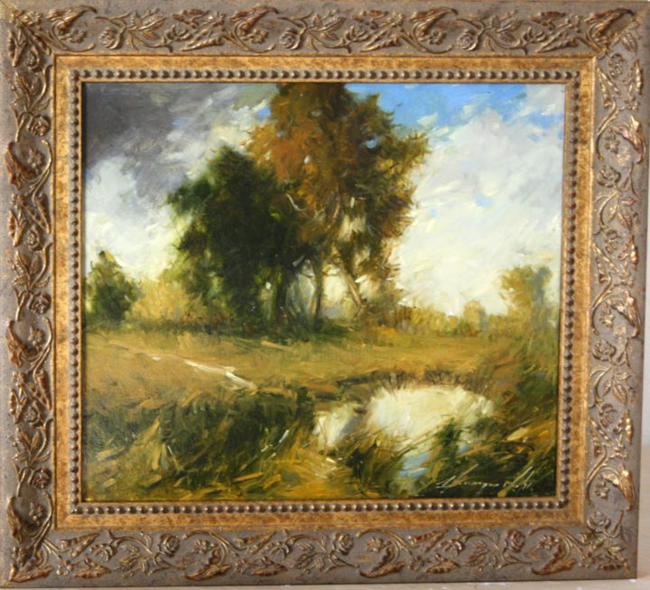NEAR TO THE LAKE ORIGINAL OIL PAINTING ON CANVAS