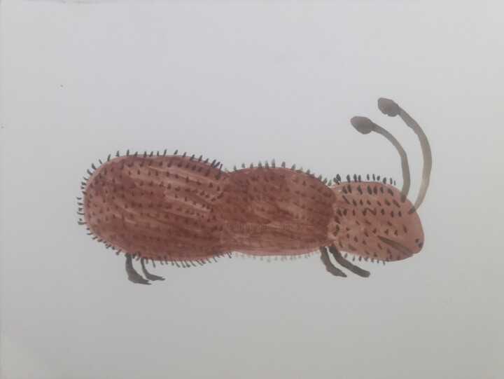 Zeichnungen mit dem Titel "a friendly bug" von Yeshaya Dank, Original-Kunstwerk, Aquarell