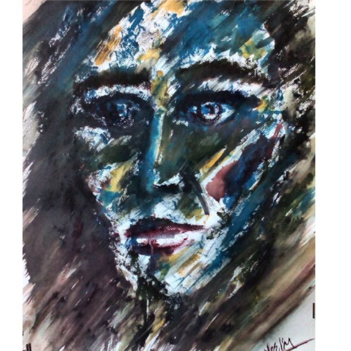 Painting titled "Windy" by Yeşim Söyler, Original Artwork, Watercolor Mounted on Cardboard