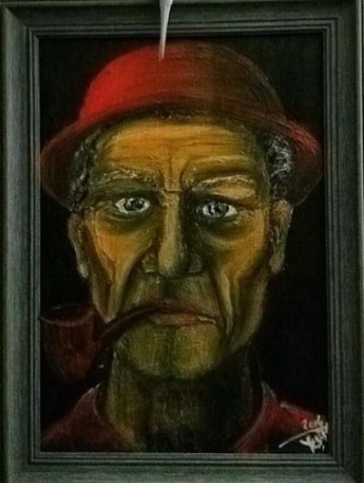 Pintura titulada "Old man" por Yeşim Söyler, Obra de arte original, Pigmentos Montado en Panel de madera