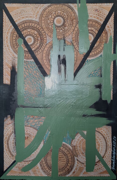 Peinture intitulée "The Green way" par Yessica Aileen Sousa, Œuvre d'art originale, Émail