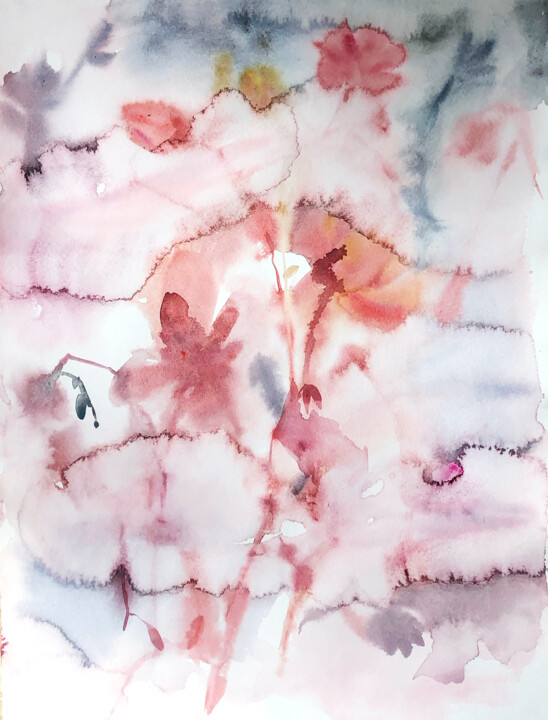 Malerei mit dem Titel "Lumen Flowers I" von Yeva Adamovska, Original-Kunstwerk, Aquarell