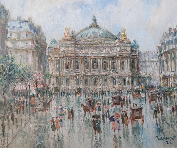 Pintura intitulada "Palais Garnier" por Yevhenii Chernov, Obras de arte originais, Óleo Montado em Armação em madeira