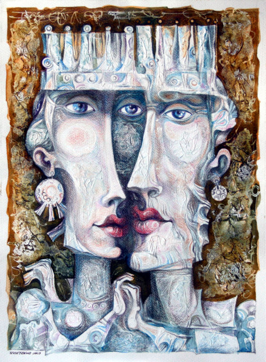 Painting titled "A couple" by Anatoly Yevseyenko, Original Artwork, Acrylic