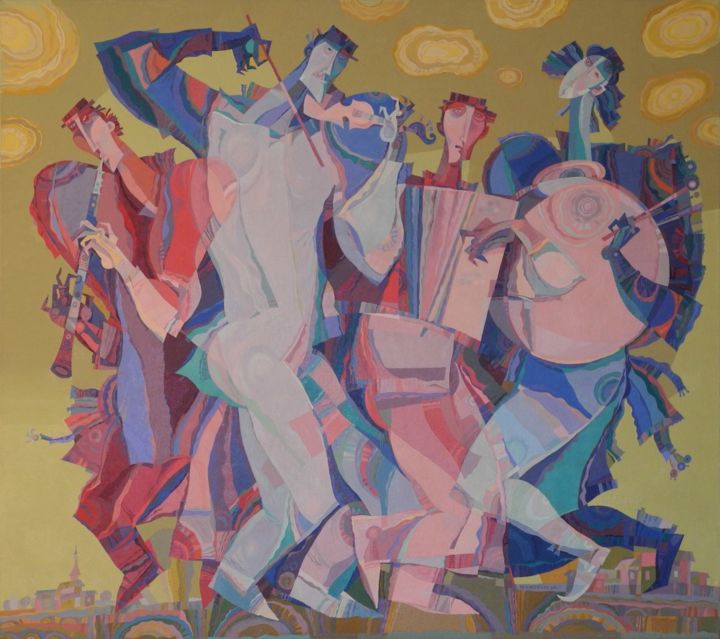 Peinture intitulée "Musicians" par Anatoly Yevseyenko, Œuvre d'art originale, Huile