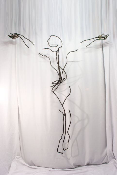 Sculpture titled "Christ" by Yez, Original Artwork, Metals