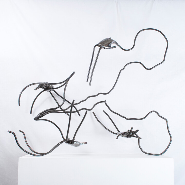 Skulptur mit dem Titel "En attendant la fin…" von Yez, Original-Kunstwerk, Metalle