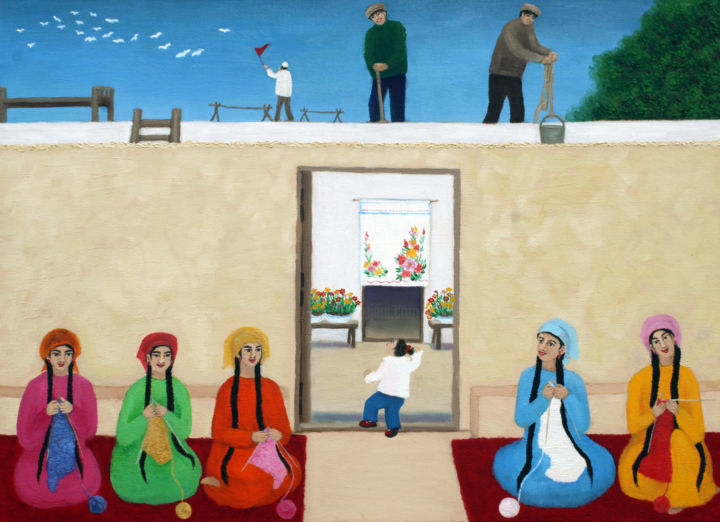 Painting titled "太阳花" by 怡 张, Original Artwork, Oil