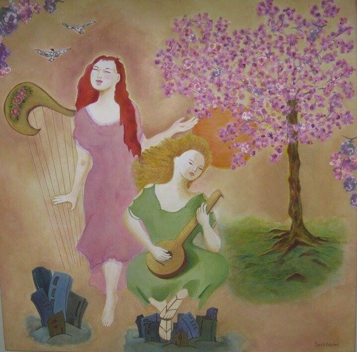 Pittura intitolato "em-volta-do-ipê" da Yiara Hillebrand, Opera d'arte originale, Acrilico