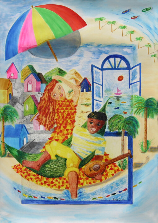 Pintura intitulada "olinda-de-cores-e-a…" por Yiara Hillebrand, Obras de arte originais, Aquarela