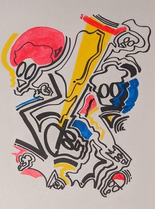 Painting titled "PPL Of Harlem - Com…" by Lucie Bari, Original Art, Marker