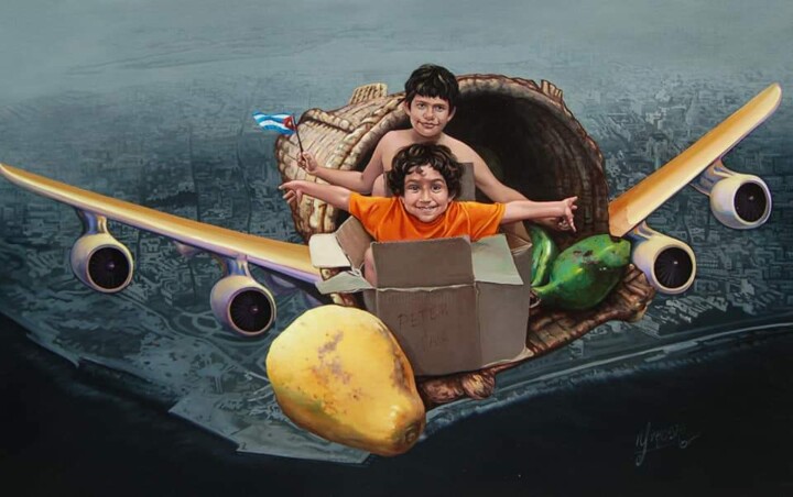 "Peter Pan 1" başlıklı Tablo Yiroshi Toujague Torres tarafından, Orijinal sanat, Petrol