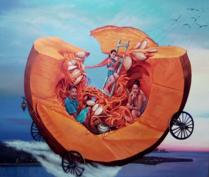 Peinture intitulée "Panorama" par Yiroshi Toujague, Œuvre d'art originale, Huile