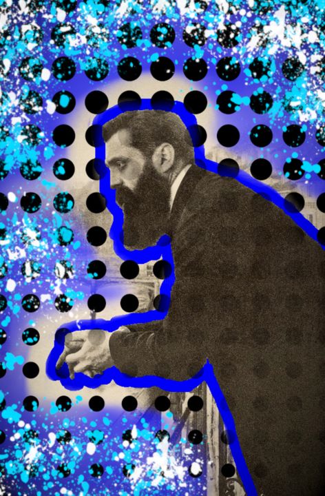 Digitale Kunst mit dem Titel "Herzl" von Yishai Liss, Original-Kunstwerk, 2D digitale Arbeit