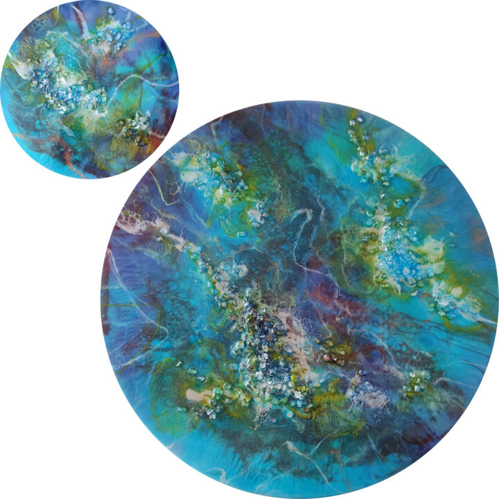 Картина под названием "MAGIC OF WATER" - Yla Pil, Подлинное произведение искусства, Эмаль Установлен на Деревянная рама для…
