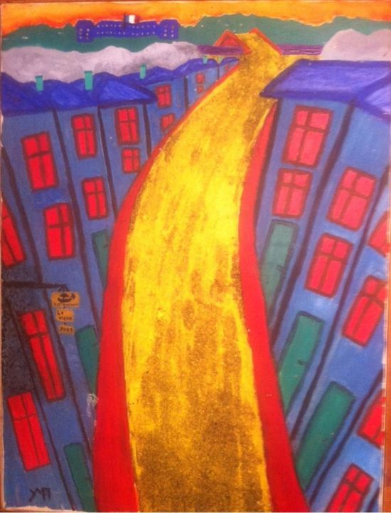 Painting titled "Grand'rue à Poitiers" by Yves-Marie Adeline, Original Artwork, Oil