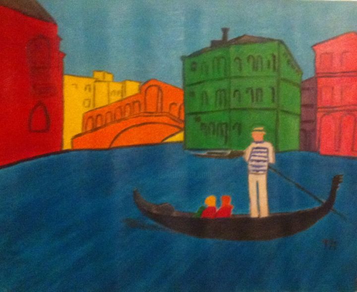 Peinture intitulée "venise-le-rialto-hu…" par Yves-Marie Adeline, Œuvre d'art originale, Huile