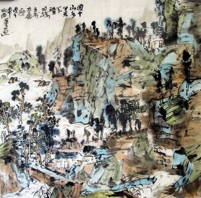 Peinture intitulée "牯牛寨小景之二" par Liu Ya Zi Yi Zhu Gong Zuo Shi, Œuvre d'art originale, Huile