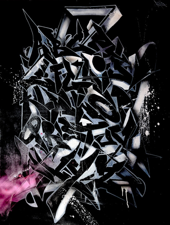 Peinture intitulée "Abécédaire 2" par Ynoxe, Œuvre d'art originale, Bombe aérosol