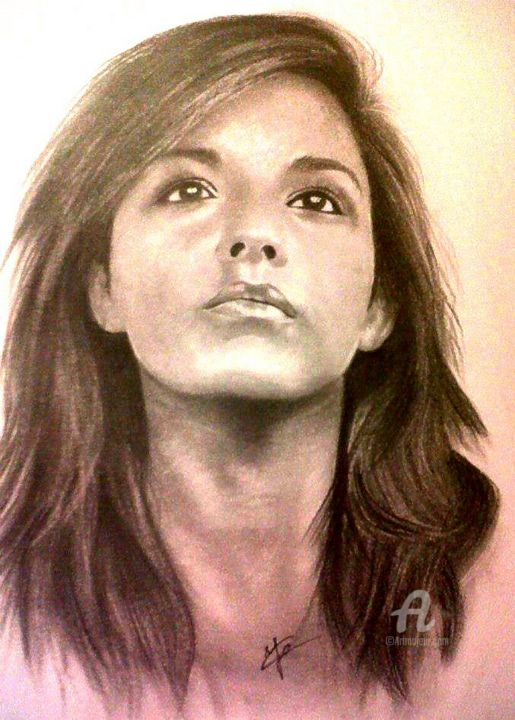 Drawing titled "Je pense à toi" by Yo Portraits, Original Artwork, Pencil