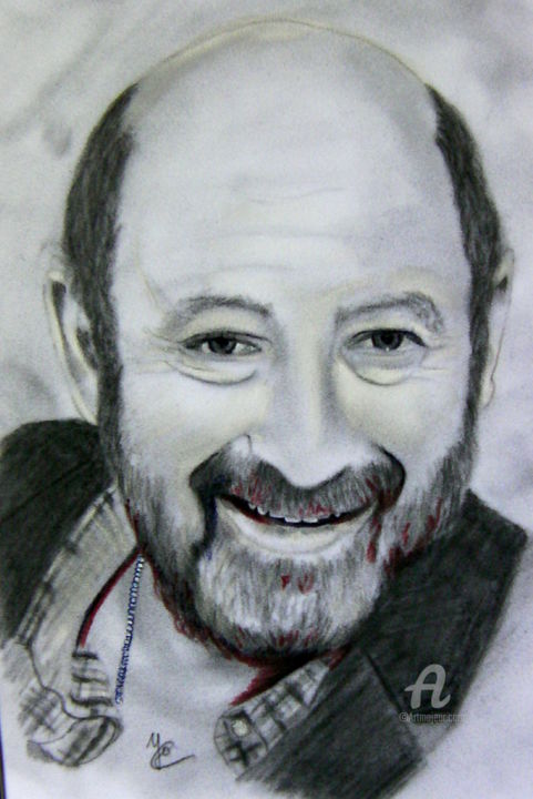 Drawing titled "Kad Merad" by Yo Portraits, Original Artwork, Pencil