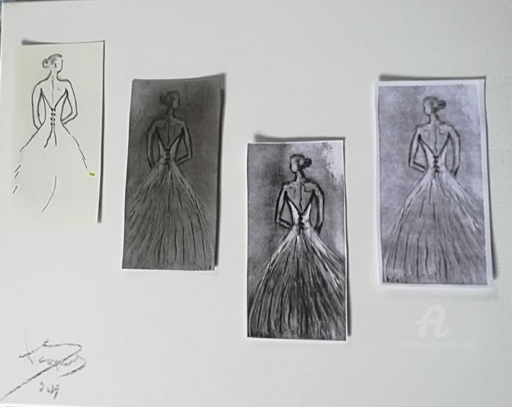 Gravures & estampes intitulée "" L'esquisse..." gr…" par Iolanda Pasquali Iolanda (Yo Souris), Œuvre d'art originale, Monoty…