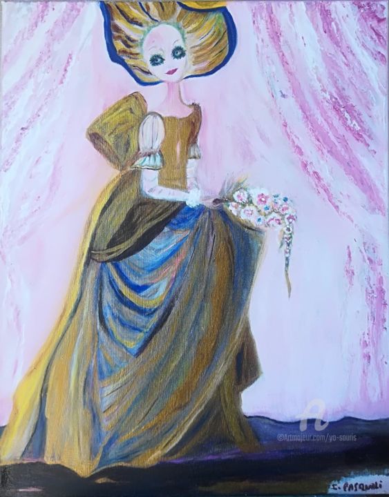 Painting titled ""Avatar" ou le ros…" by Iolanda Pasquali Iolanda (Yo Souris), Original Art, Acrylic