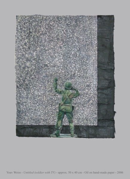 Painting titled "Soldier with TV" by Stephanie Heurtier, Original Artwork