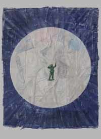 Malerei mit dem Titel "Soldier with bleu b…" von Stephanie Heurtier, Original-Kunstwerk
