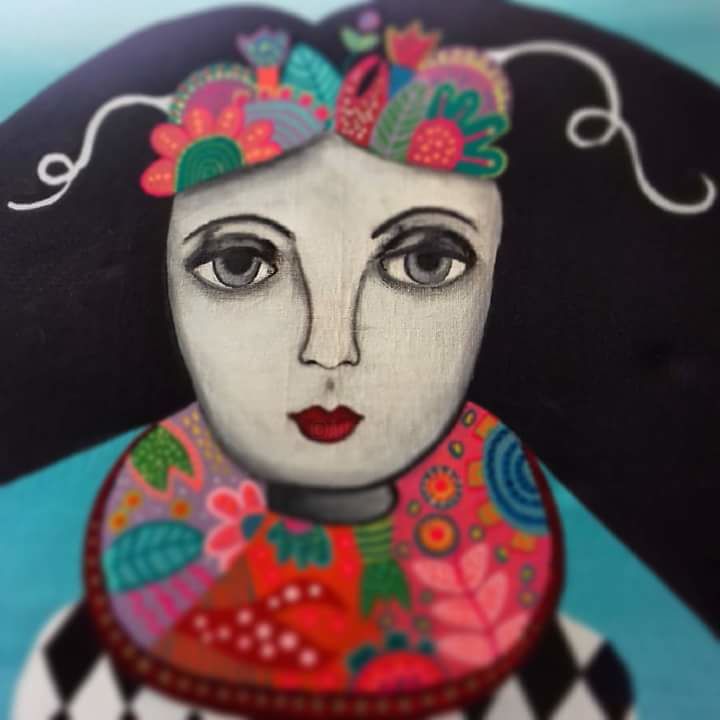 Peinture intitulée "Maquillada" par Yoely, Œuvre d'art originale, Acrylique