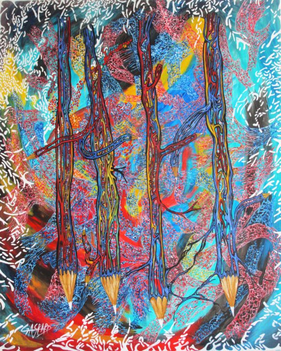 Peinture intitulée "J'AI PLANTÉ MES CRA…" par Yo Gaspard, Œuvre d'art originale, Acrylique