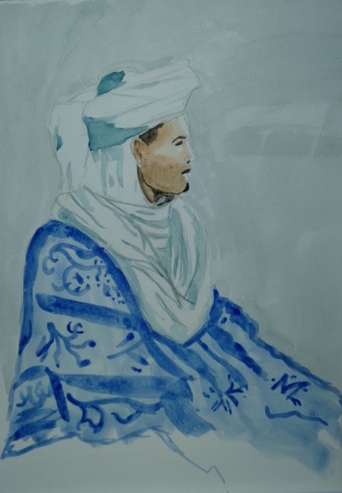 Peinture intitulée "Tunisien" par Yolaine Dacalor, Œuvre d'art originale, Aquarelle