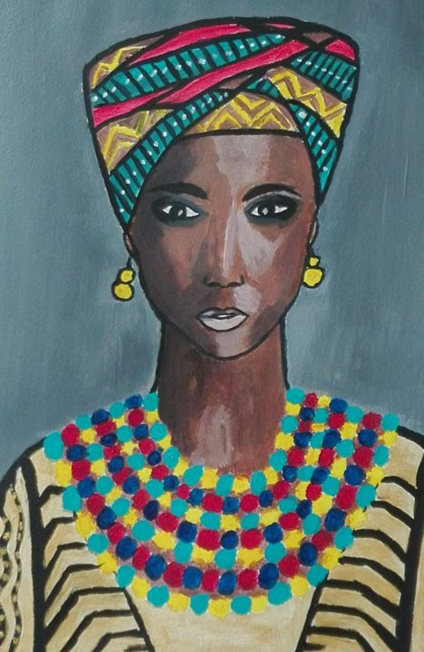 Peinture intitulée "Africaine" par Yolaine Dacalor, Œuvre d'art originale, Acrylique