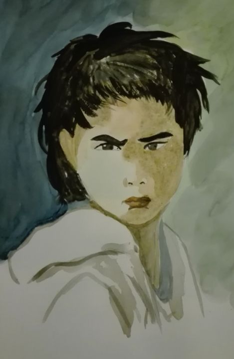 Peinture intitulée "Jeune garçon" par Yolaine Dacalor, Œuvre d'art originale, Aquarelle