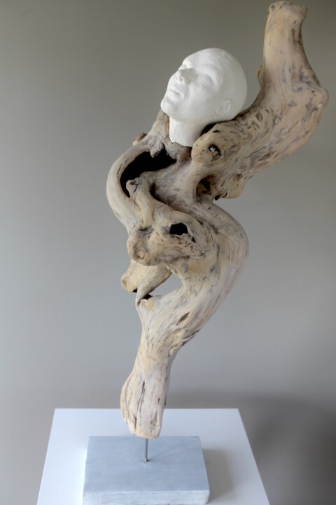 Escultura titulada "Sagesse" por Yolaine Rilhac, Obra de arte original, Madera