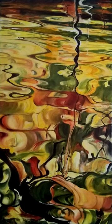 Painting titled "Reflets" by Yola, Original Artwork, Oil