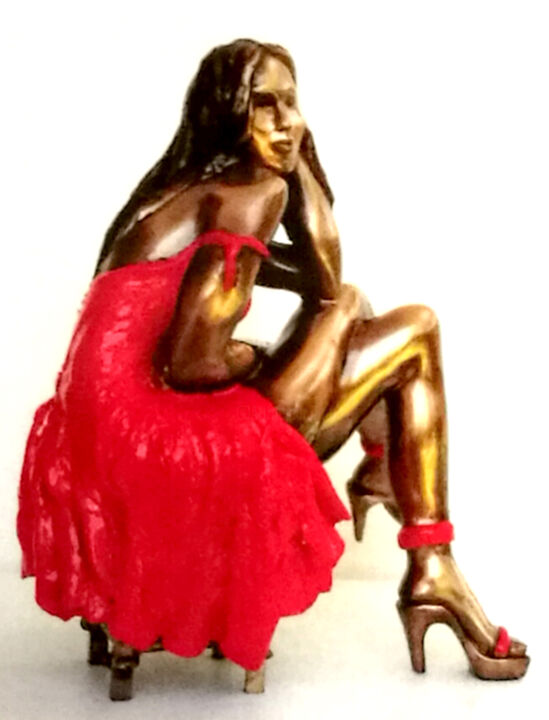 Γλυπτική με τίτλο "Girl in red" από Yolanda Antal, Αυθεντικά έργα τέχνης, Μπρούντζος