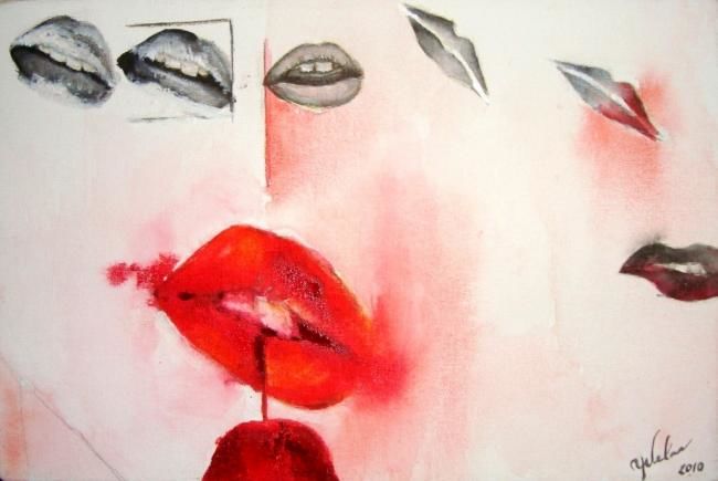 Painting titled "Me pueden tus labios" by Yolanda Vela, Original Artwork, Oil