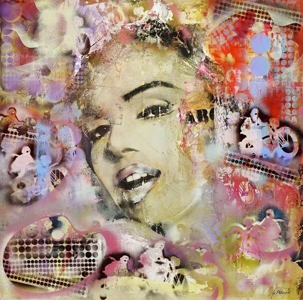 Peinture intitulée "Marilyn à la moto" par Yolande D' Hérouville, Œuvre d'art originale